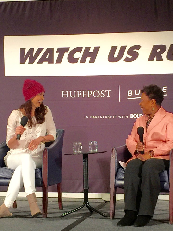 Actor/activist/feminist Ashley Judd and California Congresswoman Barbara Lee (boycotting the inauguration!) show everyone ho