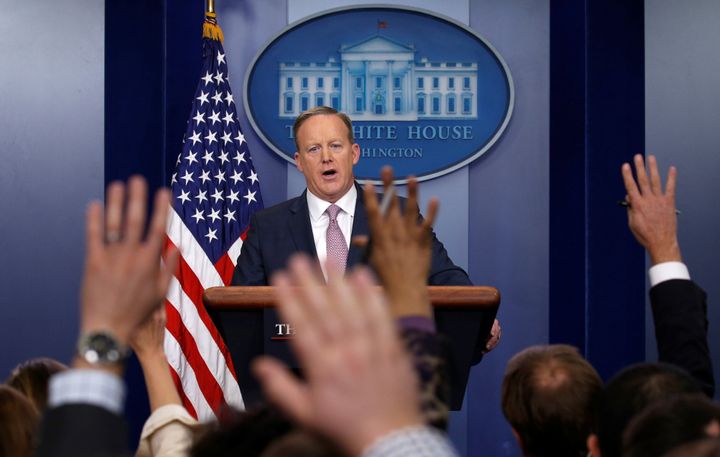 White House spokesman Sean Spicer holds a press briefing at the White House.
