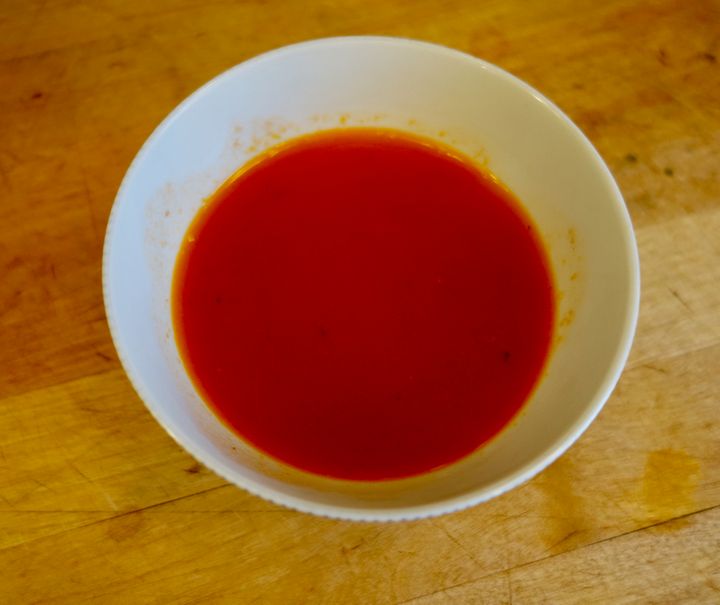 <p>The shrimp-shell “fumet” is the basis of the sauce</p>