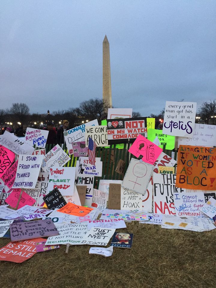 Signs left by Marchers as one last reminder of why they had participated.