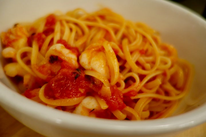 Linguine with shrimp/prawns