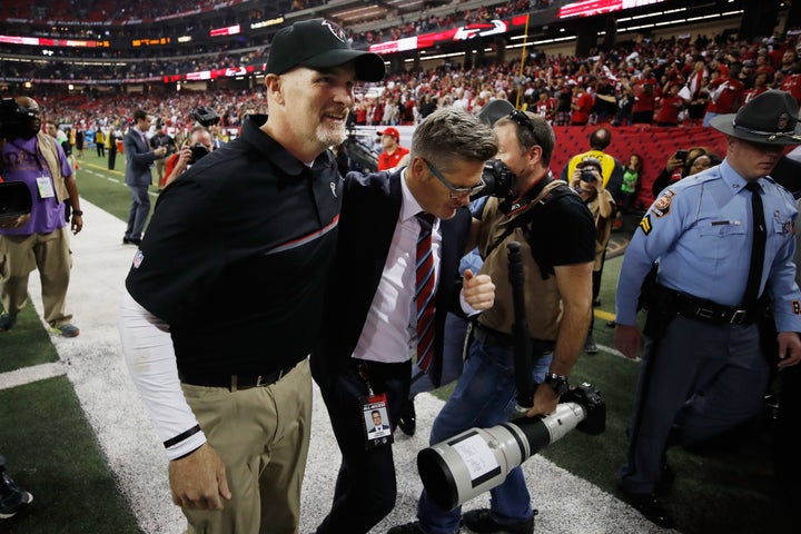 Falcons head coach Dan Quinn (left) and GM Thomas Dimitroff have helped forge one of the NFL's premier young defensive units.