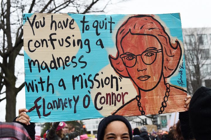 An arts-inspired sign, painted by artist Panhandle Slim, at the Women's March on Washington on Jan. 21.