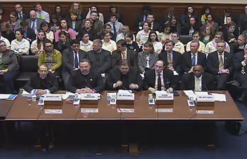 Men from religious organizations were the only ones on a panel on contraception at a House committee hearing in 2012.