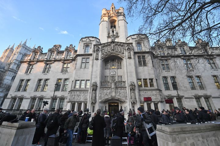 Campaigners and media gathered for the decision at the Supreme Court in London