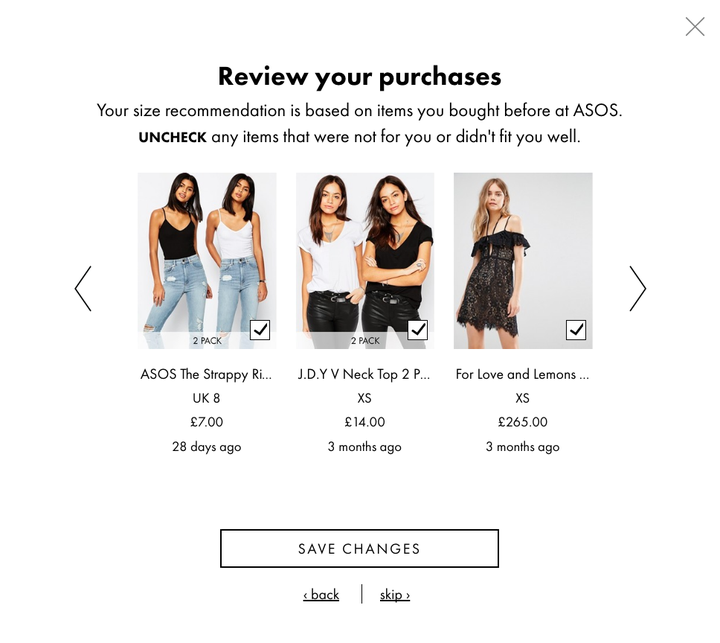 Sizes asos sales