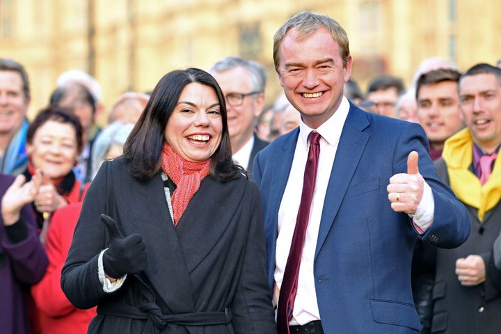 Lib Dem Richmond Park MP Sarah Olney with leader Tim Farron