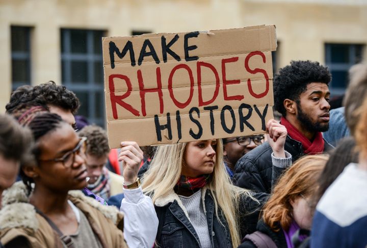 Oxford University students campaigned to have a statue of Cecil Rhodes removed from outside of Oriel College 