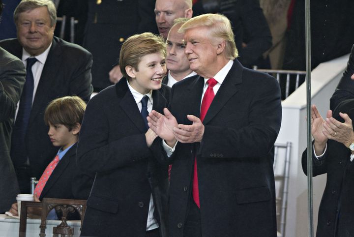 Barron and Donald Trump at the inauguration last week