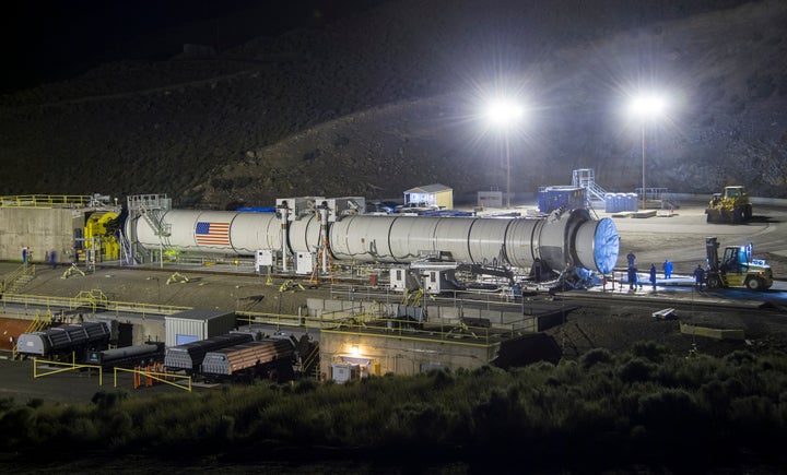 The Space Launch System's booster on June 28, 2016 in Promontory, Utah.