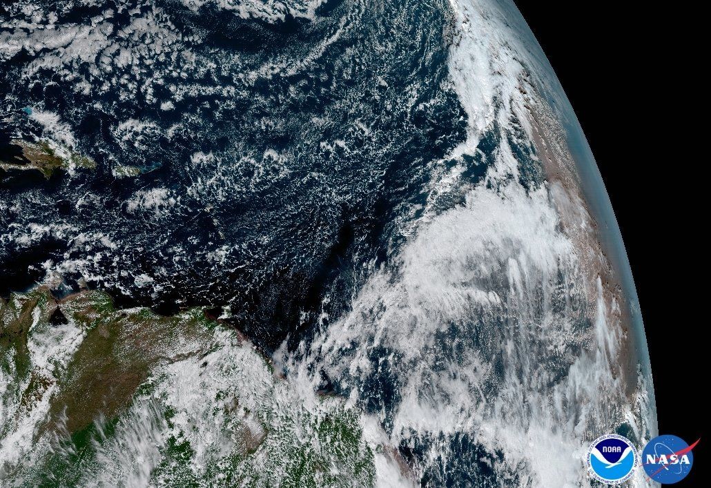 The Saharan Dust Layer can be seen in the far right edge of this image of Earth. This dry air from the coast of Africa can have impacts on tropical cyclone intensity and formation. GOES-16’s ability to observe this phenomenon with its 16 spectral channels will enable forecasters to study related hurricane intensification as storms approach North America. 