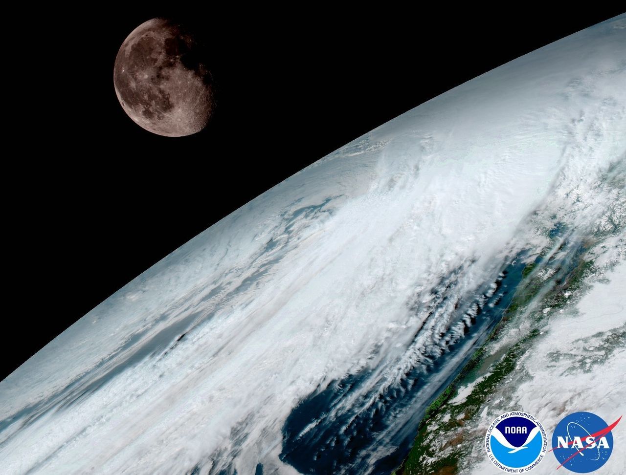 GOES-16 captured this view of the moon as it looked across the surface of the Earth. Like earlier GOES satellites, GOES-16 will use the moon for calibration.