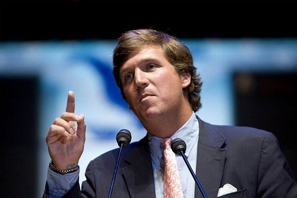 Tucker Carlson’s new TV program, <em>Tucker Carlson Tonight</em>, airs weekday evenings on the Fox News Channel.