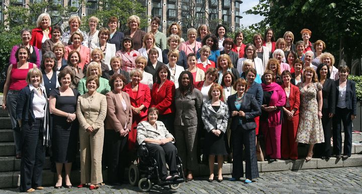 A historic group picture of some of Labour's women MP's outside Parliament