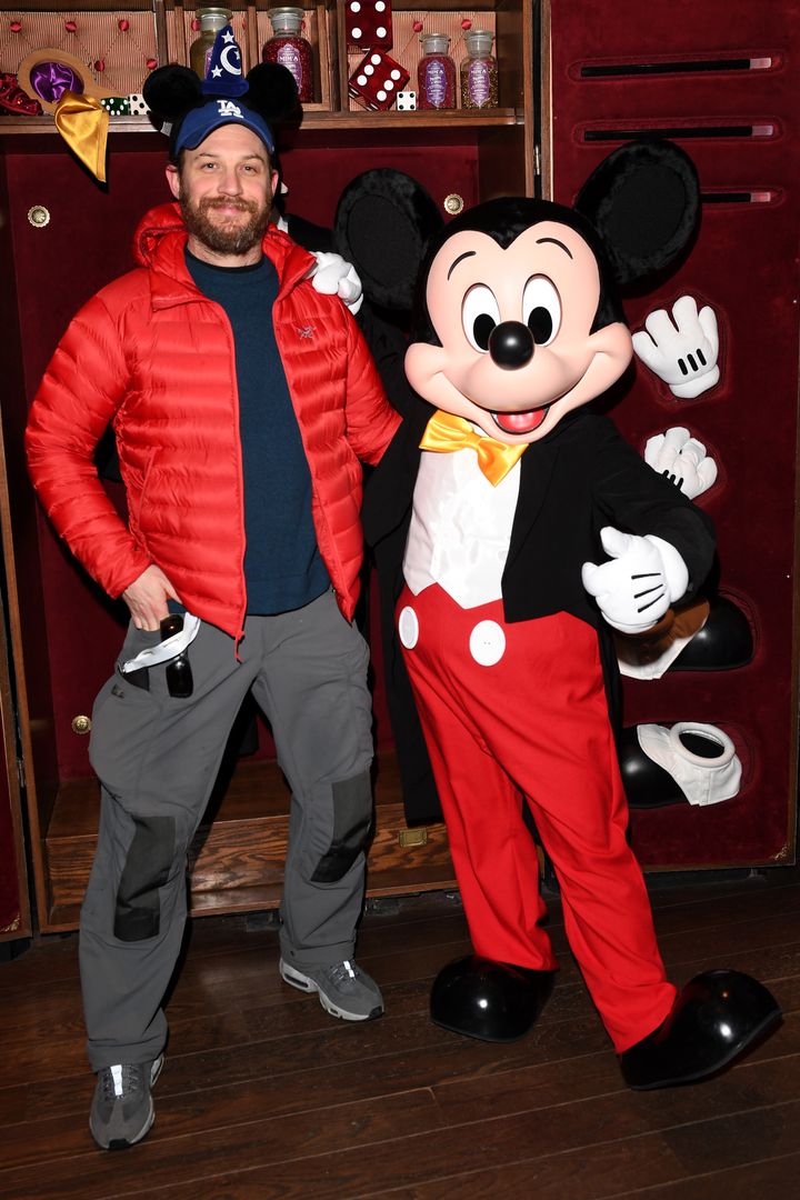 <strong>Tom Hardy (left) and Mickey Mouse (right, we think).</strong>