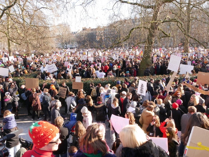 Crowds at the Women’s March on London.