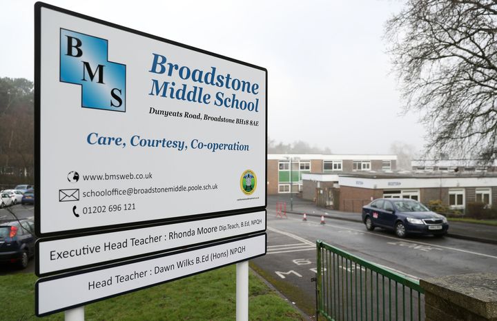 Broadstone Middle School in Dorset, where police were called over fears that some children had taken cocaine believing it to be sherbet