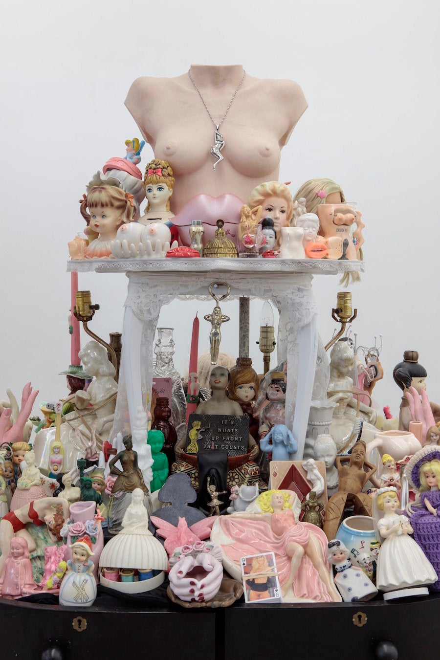 "Functional Women," 2016 - ongoing, Found functional objects in the form of women, dresser, and table
