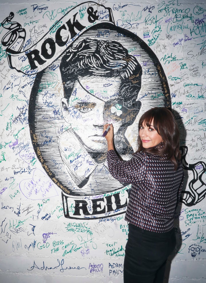 Rashida Jones signing the wall at Rock & Reilly’s during the 2017 Sundance Film Festival.