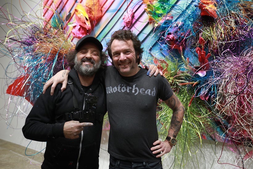 Mr. Brainwash and Arne Quinze at the opening