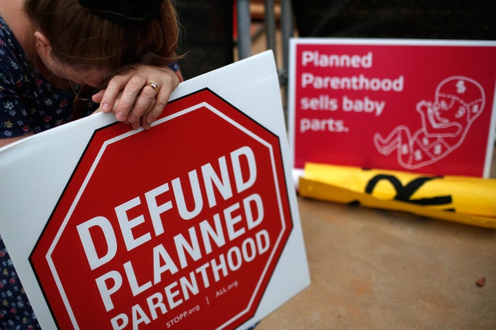 Anti-abortion advocates protest Planned Parenthood in Washington D.C. in Septemeber 2015. 