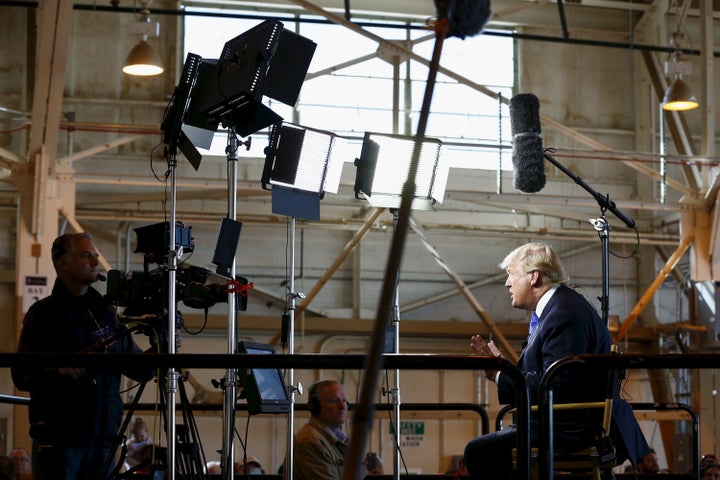 Donald Trump, seen here giving an interview to Bill O'Reilly of Fox News in December 2015, watches cable news obsessively.&nb