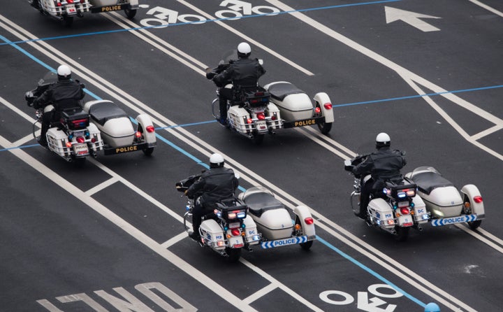 Police officers seen during the inauguration of President Donald Trump on Jan. 20.