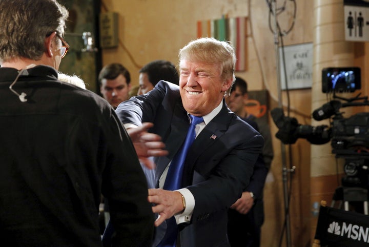 Donald Trump joking on the set of "Morning Joe," one of the cable news shows he's known to watch regularly. 