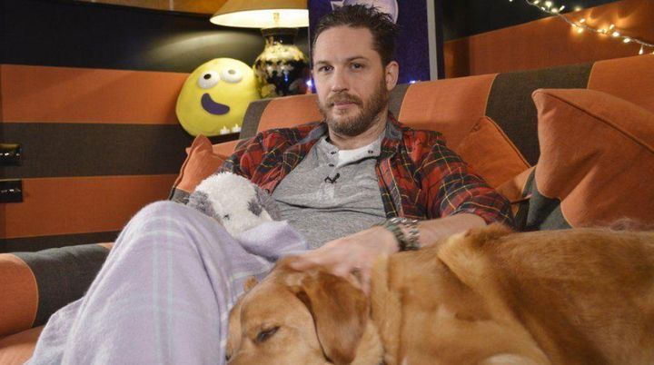 Tom Hardy with his dog Woody