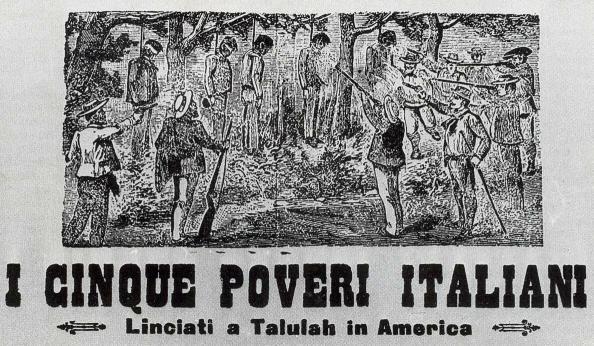 “Five Poor Italians.” A recording of a lynching of Italians. Italian immigrants were also targeted for lynchings in the South, although not to the same degree as African Americans.