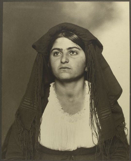 Italian woman who arrived to Ellis Island around 1900.