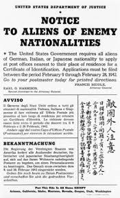 Italian, German, and Japanese nationals were required to register for a Certificate of Identification. Some Italians and Germans were placed in internment. Many Italian-Americans were relocated from places deemed as vulnerable by the U.S. government. Japanese citizens suffered placement in detention camps.