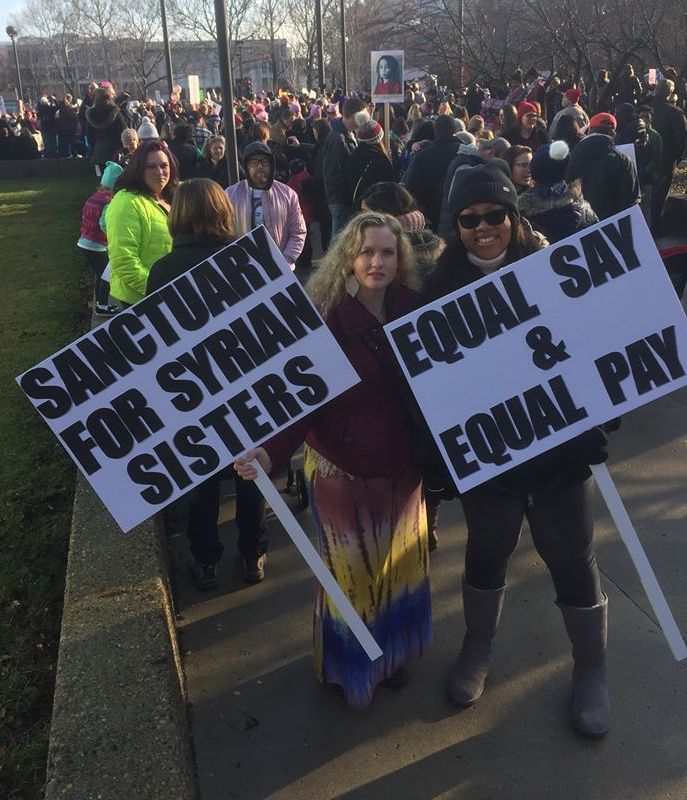 Regan Manwell Sowinski and LaShonda Glenn at Detroit’s Sister March.