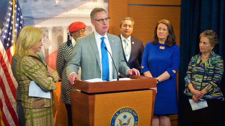 Rep. Scott Peters speaking against the Global Gag Rule and H.R. 7 at a press conference held by the Pro-Choice Caucus.