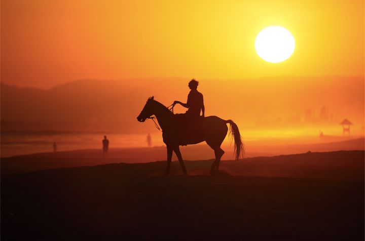 Location: Salalah, Oman. "Salalah was the starting point for an expedition I was about to embark on to cross the Rub Al Khali desert also know as the Empty Quarter. I was preparing my equipment for the expedition when I spotted out the corner of my eye a young man training his horse on the beach backlit by this beautiful orb of a sun that was dropping towards the horizon rapidly. I grabbed my equipment as quick as I could and sprinted towards the beach." 