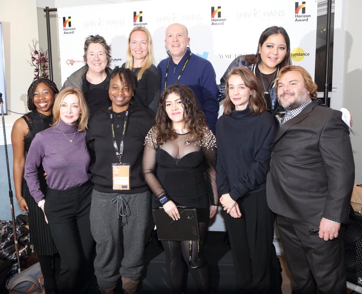 TOP L-R: The Horizon Award: Christine Vachon (co-Founder), Lynette Howell Taylor (co-Founder), Cassian Elwes (co-Founder), and Shivani Rawat. BOTTOM L-R: Brittany “B Monét” Fennell (Award Winner), Sharon Lawrence (Actress), Dee Rees (Director), Andy Villanueva (Award Winner), Carey Mulligan (Actress), and Jack Black (Actor) 