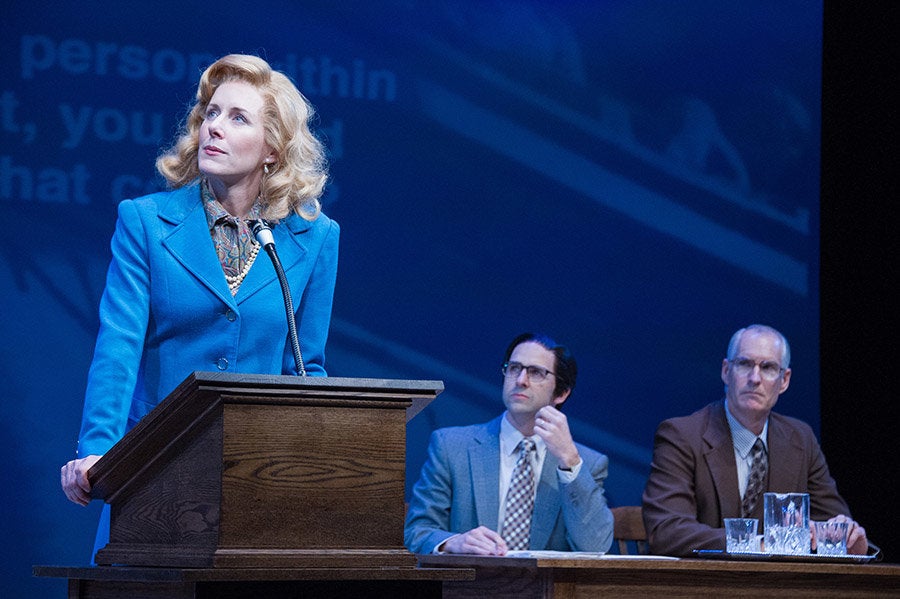 Sarah Jane Agnew (as Sarah Weddington), Mark Bedard, and Jim Abele in "Roe" at Arena Stage in Washington, D.C.