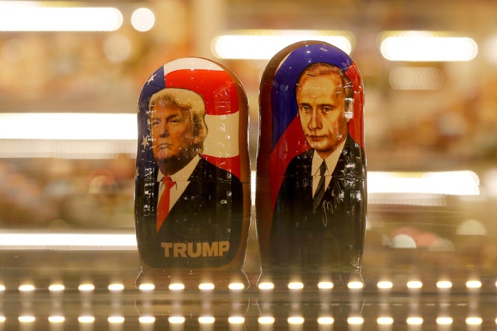 Painted Matryoshka dolls bearing the faces of Russian President Vladimir Putin and U.S. President Donald Trump at a souvenir shop in Moscow on Jan. 17, 2017.