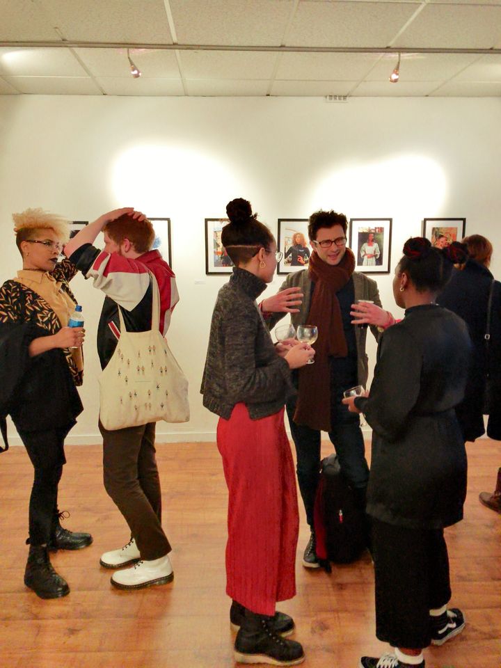Artists and guests interact at the opening reception for Mission Gallery’s newest exhibit.