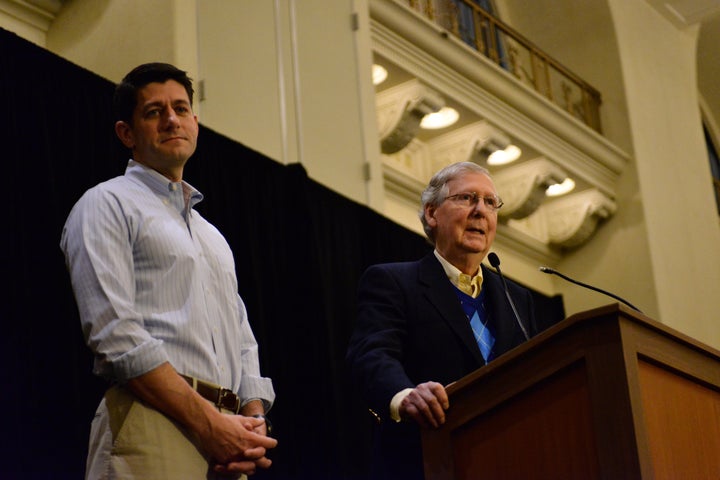 House Speaker Paul Ryan and Senate Majority Leader Mitch McConnell have not apparently emerged from their GOP retreat wi