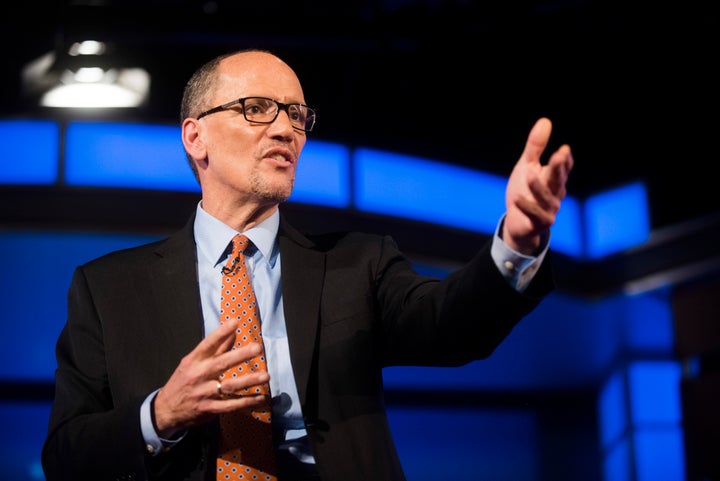 Tom Perez speaks during a debate for Democratic National Committee chair hosted by The Huffington Post at George Washington University in Washington, D.C., on Jan. 18, 2017.