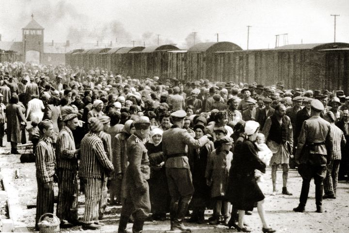 The arrival of Hungarian Jews in Auschwitz-Birkenau, in German-occupied Poland, June 1944.