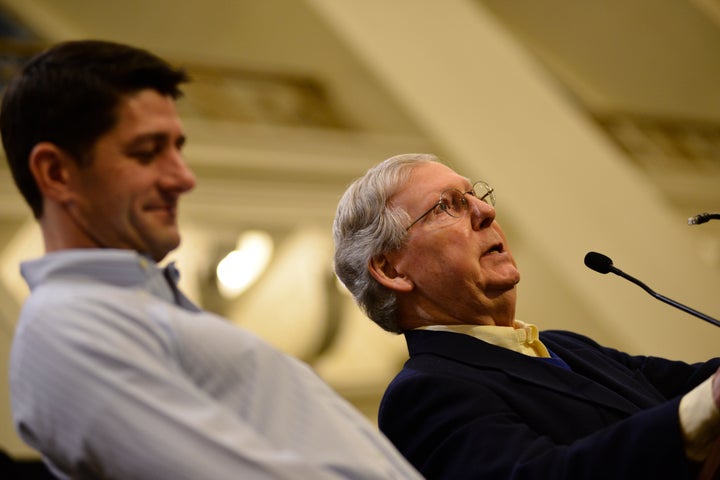 Sen. Mitch McConnell (R-Ky.) and House Speaker Paul Ryan (R-Wisc.) praised Trump for the hiring freeze.