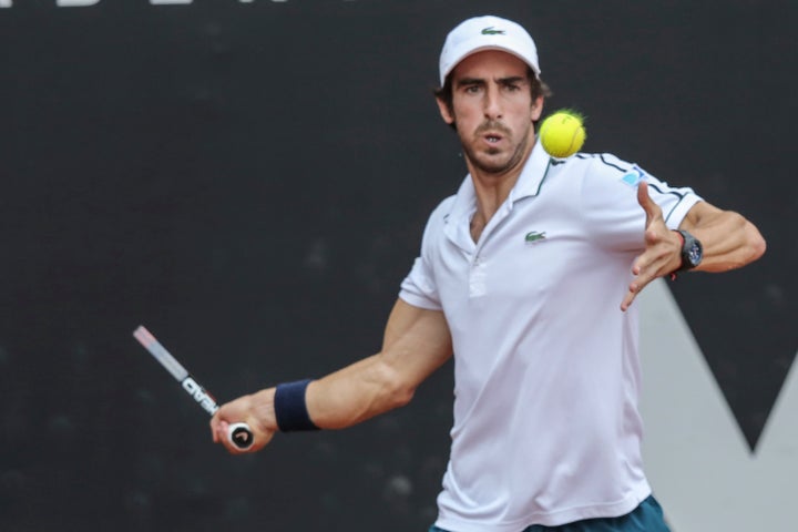 Pablo Cuevas of Uruguay takes a forehand shot during a match against Pablo Carreño of Spain as part of Brasil Open 2016 ATP at Esporte Clube Pinheiros on Feb. 28, 2016, in Sao Paolo.