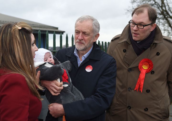Corbyn on the campaign trail for the Stoke-on-Trent Central by-election.