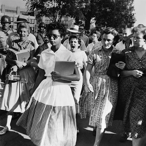 Elizabeth Eckford at Central High School in Little Rock.