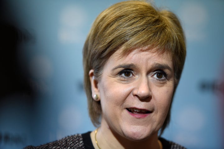 Scotland's First Minister Nicola Sturgeon speaks to media in Dublin, Nov. 29, 2016.