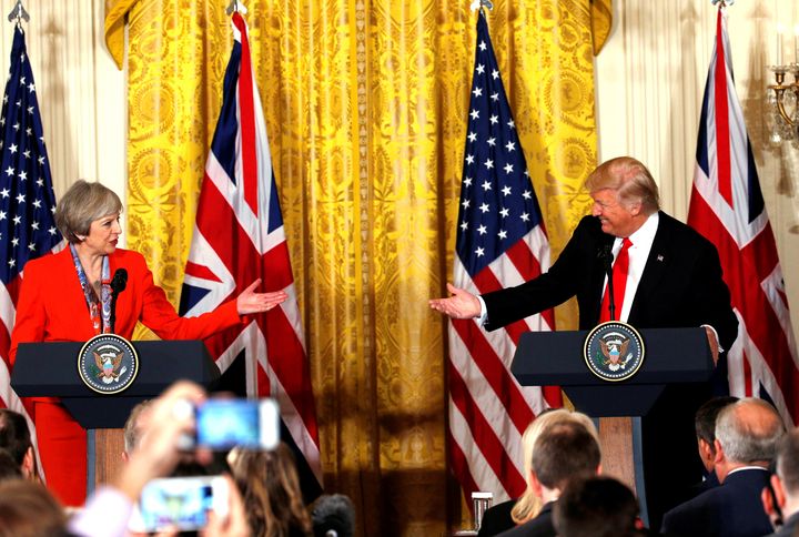 Trump and May during Friday's press conference at the White House.