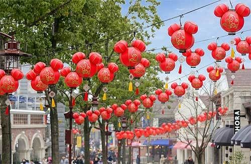 Mickey-shaped lanterns dangle over the streets of Disneytown, the Shanghai Disney Resort’s shopping, dining & entertainment district.