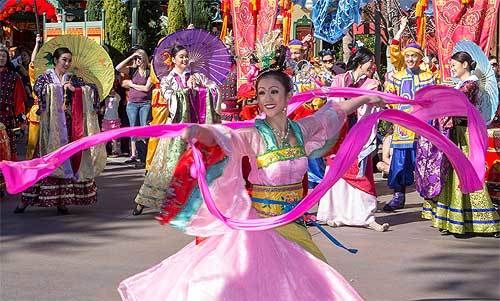Mulan’s Lunar Year Celebration travels through the Paradise Pier area of Disney California Adventure Park.